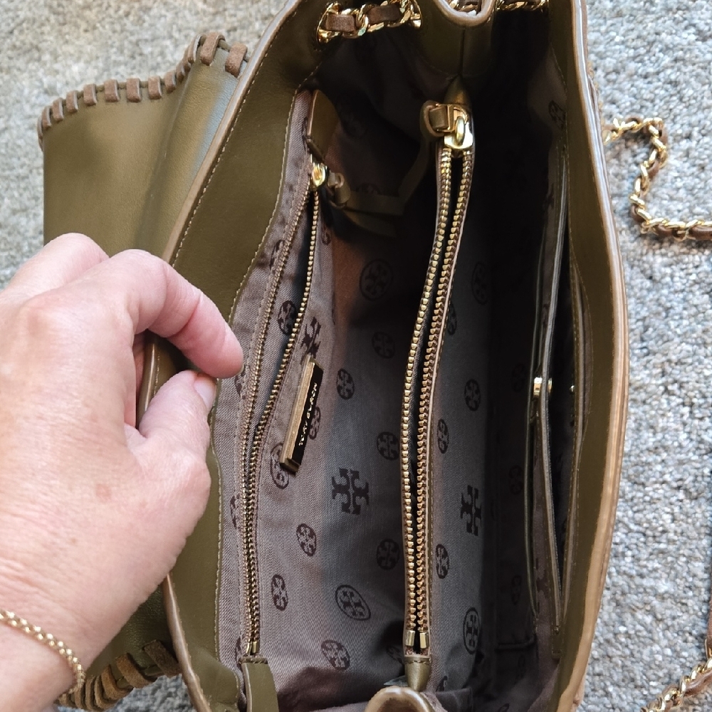 Tory Burch Brown Suede Convertable Shoulder/Crossbody Bag with Chain - Picture 7 of 9